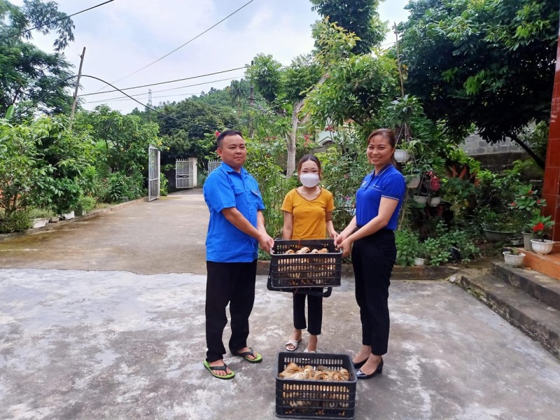 Đoàn thanh niên xã Quảng La trao tặng  gà giống Tiên Yên cho hộ gia đình đoàn viên thuộc hộ cần nghèo, khó khăn